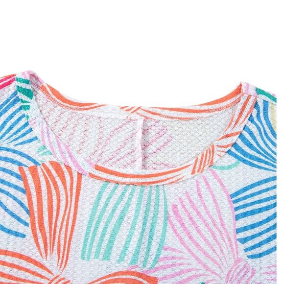 Multicolor Bowknot Printed Waffle Crew Neck Short  Sleeve Top New  M, L, XL - Picture 6 of 10